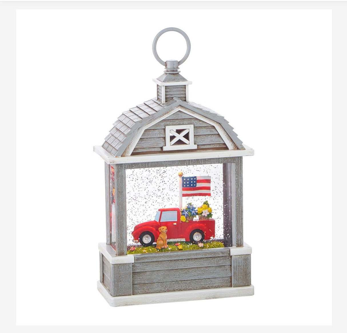 Dog in Red Truck – Patriotic Water Lantern by RAZ Imports