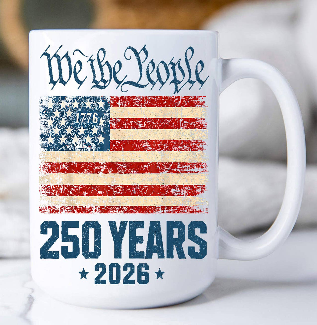 “We the People” America 250 Commemorative Mug – 15oz Patriotic Ceramic Coffee Cup (1776–2026