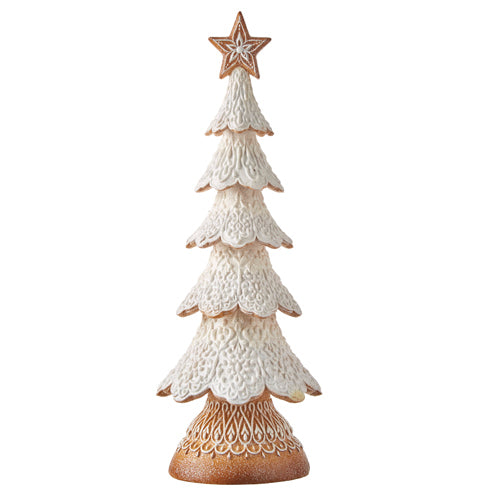Iced Gingerbread Tree – 18" White Icing Resin Christmas Decoration