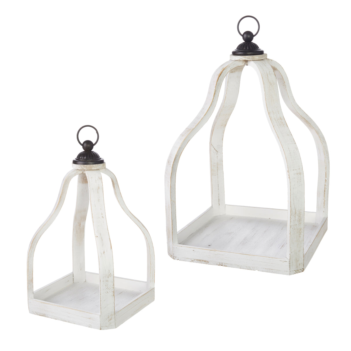 Whitewashed Heirloom Open Lanterns – Set of 2