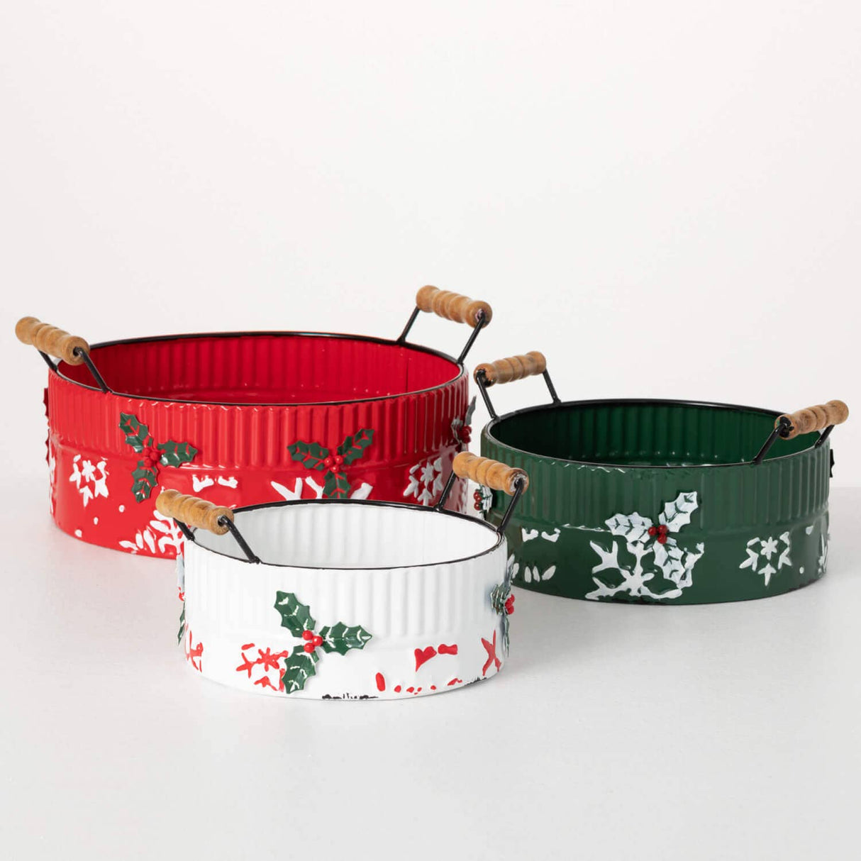 Embossed Holiday Container Set – Set of 3
