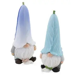 Flower Petal Hat Gnome – Choice of Blue or Lavender Resin Spring Figurine
