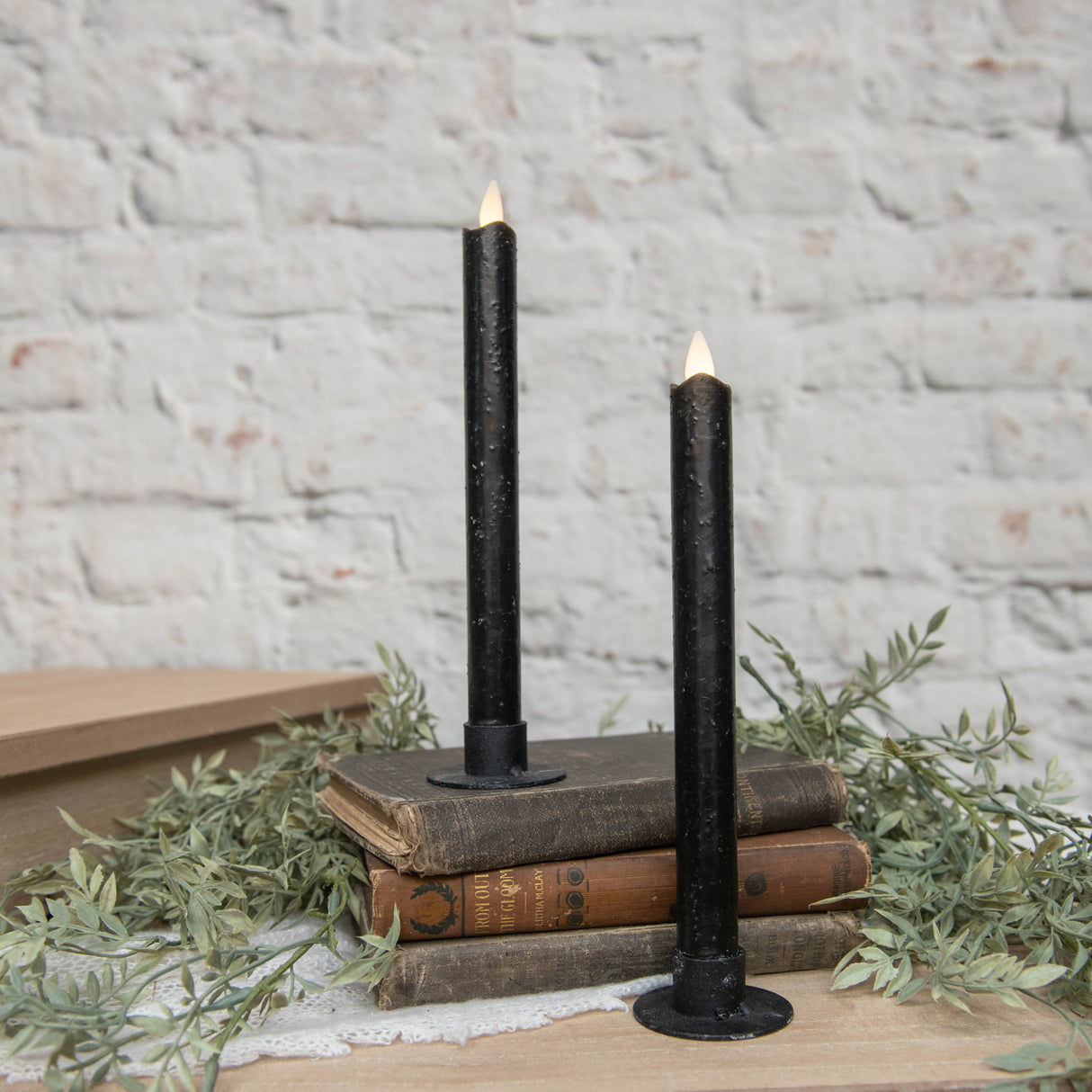 Set of 2 - 9.5" Black Taper Candles – Elegant Accent for Farmhouse, Gothic & Holiday Décor