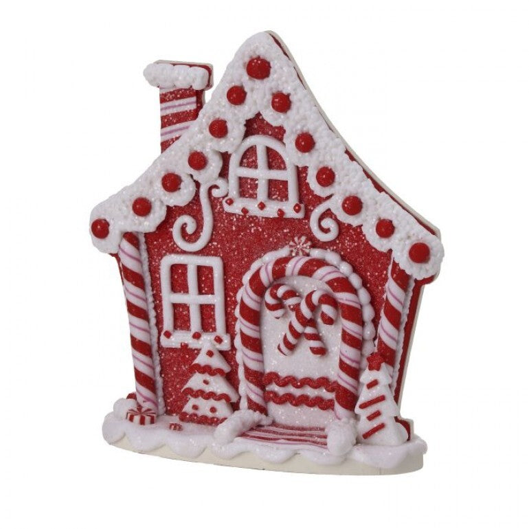 Peppermint Dreams Gingerbread Flat House – 8″ Claydough Holiday Accent