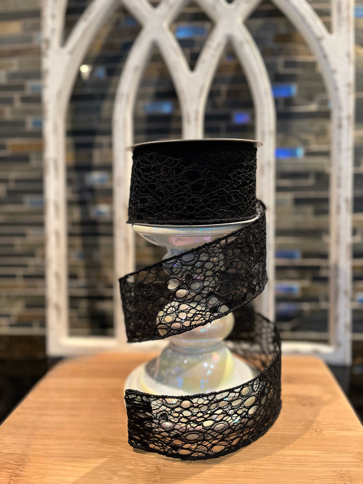 Black Cobwebs Ribbon – 2.5" Wired Halloween Trim by Farrisilk