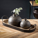 Oblong Wood & Seagrass Tray