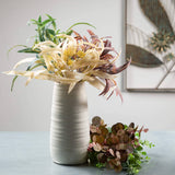 Ivory Glossed Vase – Crackled Ivory Ceramic with Subtle Ribbed Texture