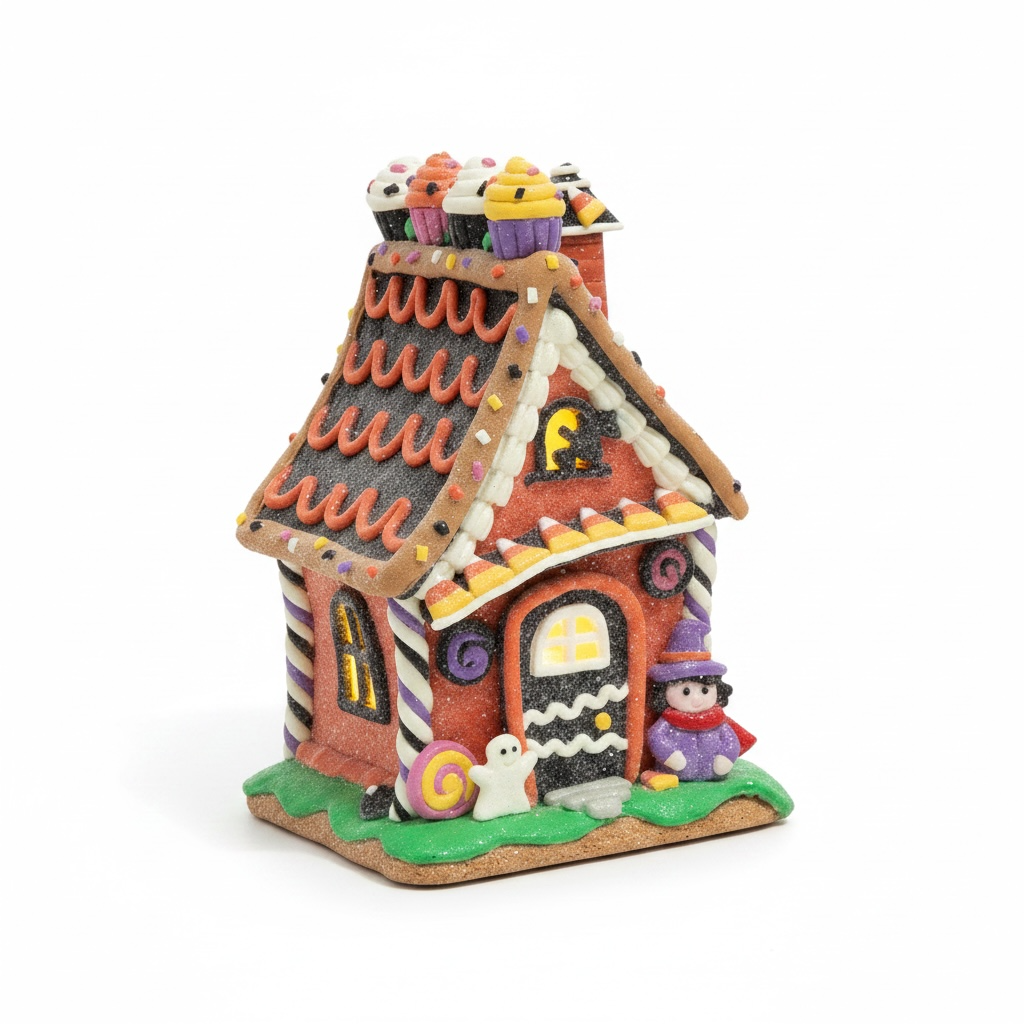 Lighted Halloween Gingerbread Houses – 7.5" (Three Styles Available)
