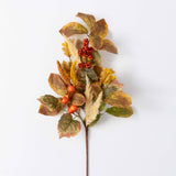 Fall Mixed Foliage Spray – Autumn Faux Stem with Leaves & Berries (29″)
