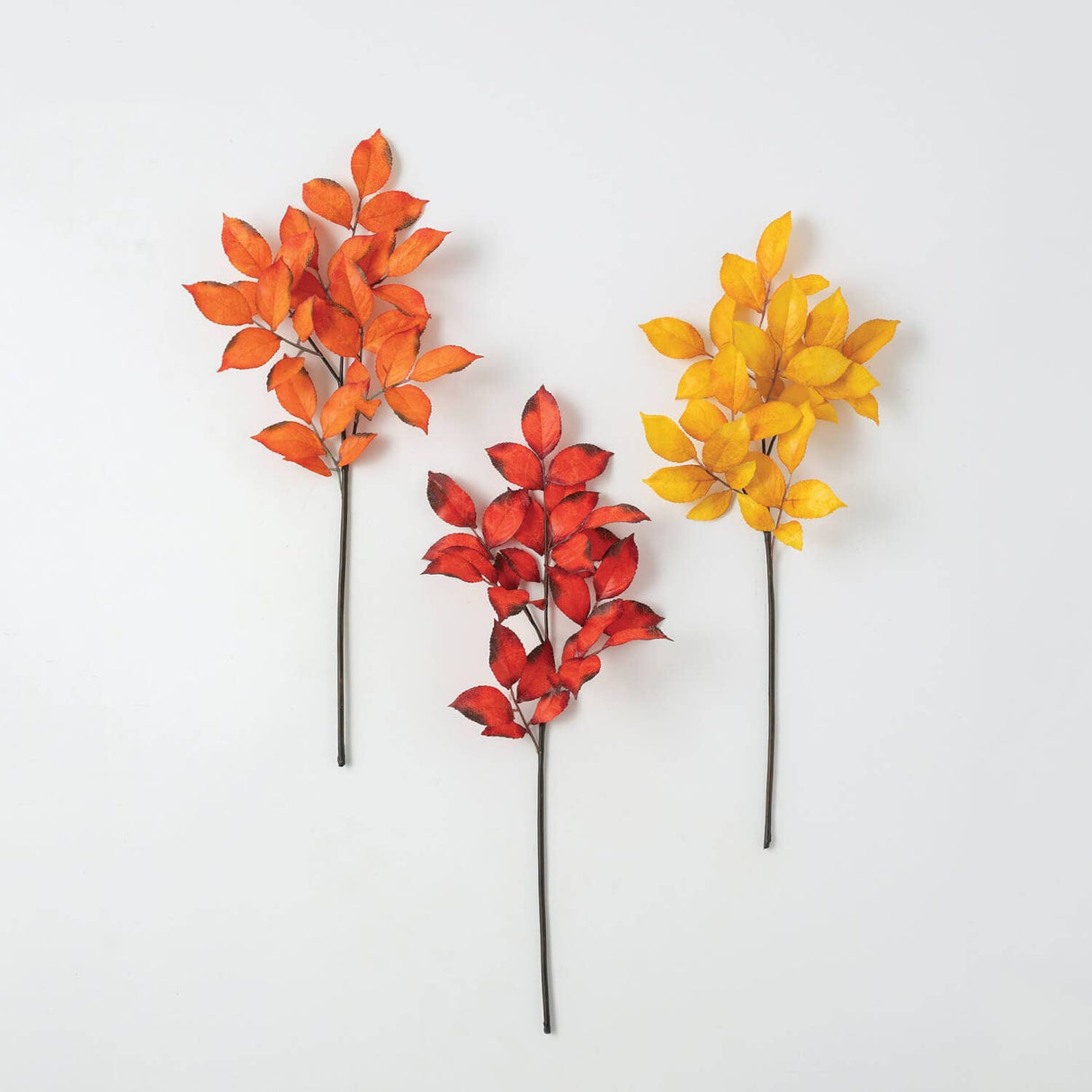 Colors of Fall Leaves Spray Set of 3 – Faux Autumn Foliage for Seasonal Arrangements