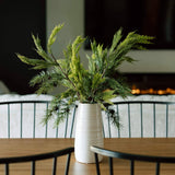 Ivory Glossed Vase – Crackled Ivory Ceramic with Subtle Ribbed Texture