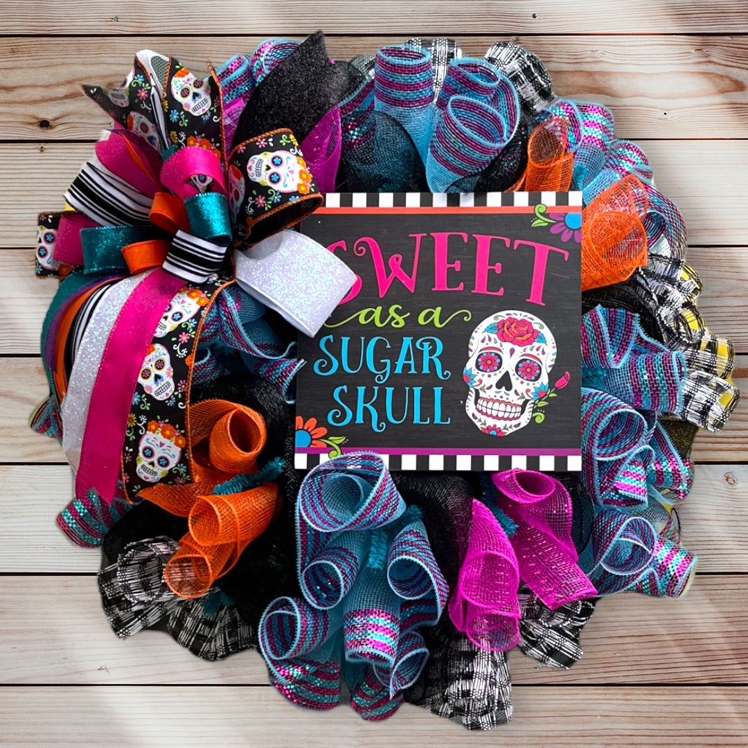 Sweet as a Sugar Skull Halloween Wreath