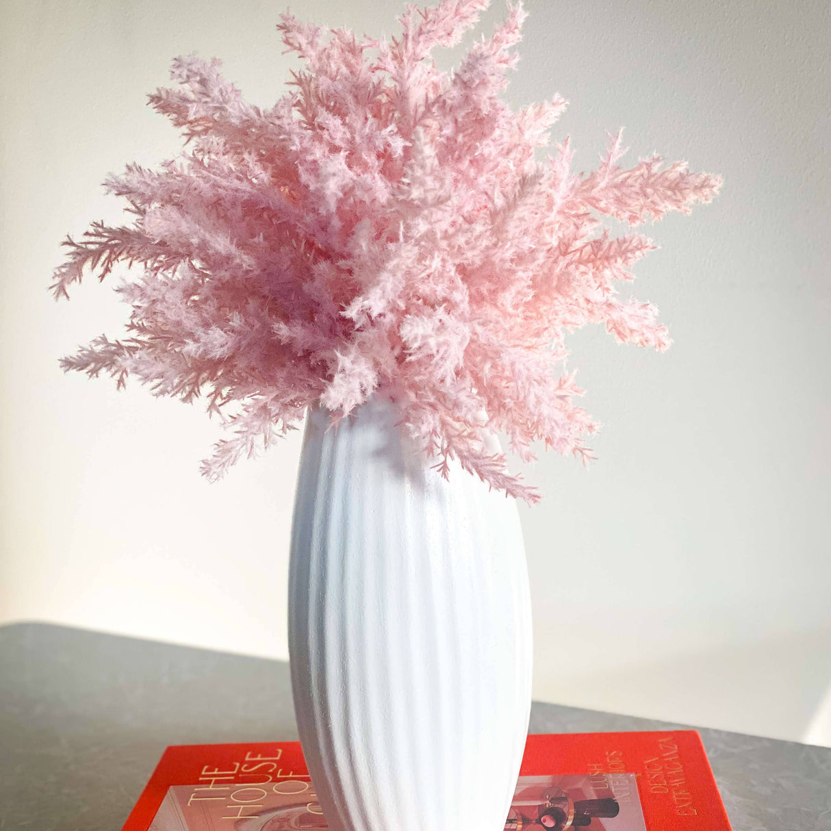 Textured White Ribbed Vase – Matte Ceramic Accent with Sculptural Detail