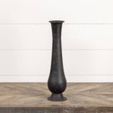 Black Metal Pedestal Vase – Antiqued Bud Vase for Farmhouse, Classic & Modern Décor