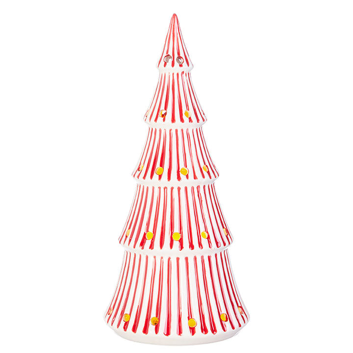 Red/White Striped Illuminated Tiered Tree – 14"