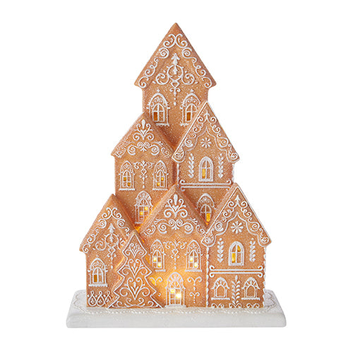 White Icing Lighted Gingerbread House – 15.5"