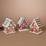 Candy Stripe Gingerbread Girl House: Lighted gingerbread house with candy‑stripe walls, gumdrop roof accents, and a gingerbread girl at the door.

Santa’s Candy Cottage: Lighted gingerbread house with Santa at the door, round candy windows, and peppermint roof accents.

Holiday Tree Gingerbread Man House: Lighted gingerbread house with green Christmas trees, red‑and‑white candy accents, and a gingerbread man at the door.
