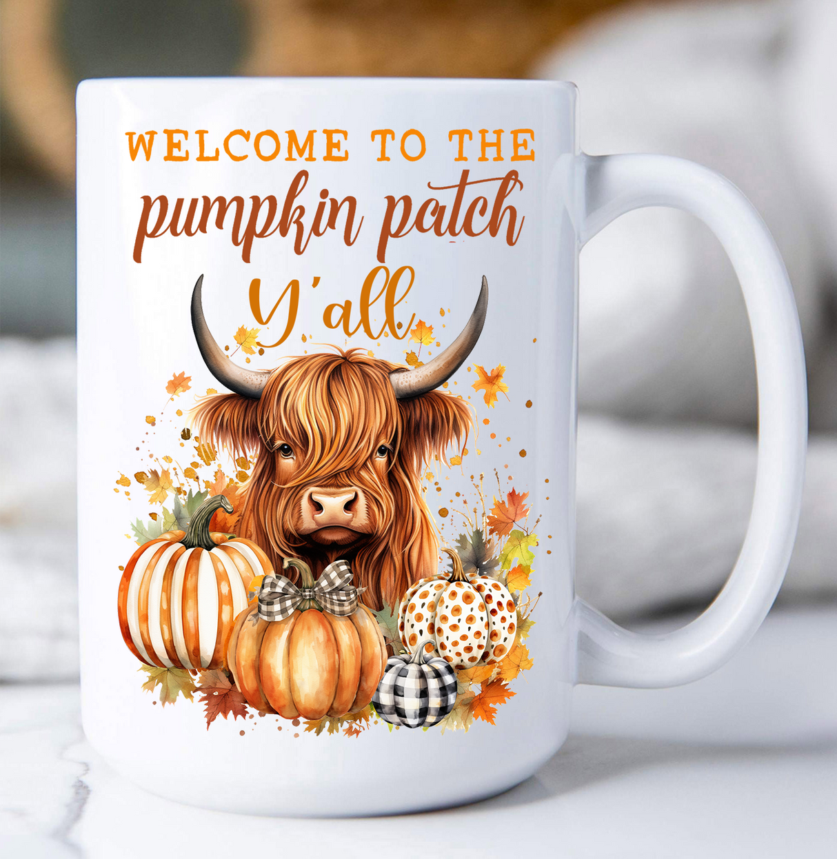 Highland Cow Pumpkin Patch Mug