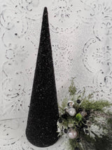 Black Glass Beads Cone Tree – 12" Modern Christmas Decor