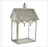 Antiqued Corrugated Roof Lantern with Brass Finial