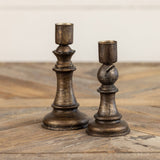 Bishop Taper Candlestick – 5″ Rubbed Bronze Holder with Chess-Inspired Silhouette