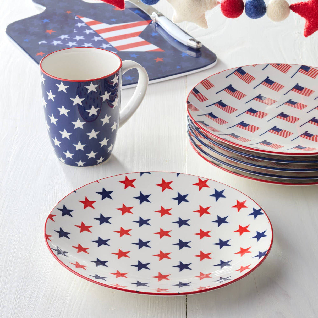 Stars & Stripes 8.75" Patriotic Porcelain Salad Plate – Choose Your Design