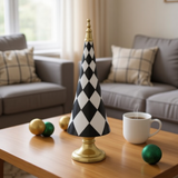 16" Black and White Cone Topiary Tree