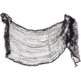 Black gauze cloth draped in a loose, textured shape, ideal for spooky Halloween decorating.