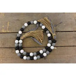 Buffalo Ridge Beaded Garland – 37" Wood Beads in Earth Tones with Buffalo Silhouette Accent