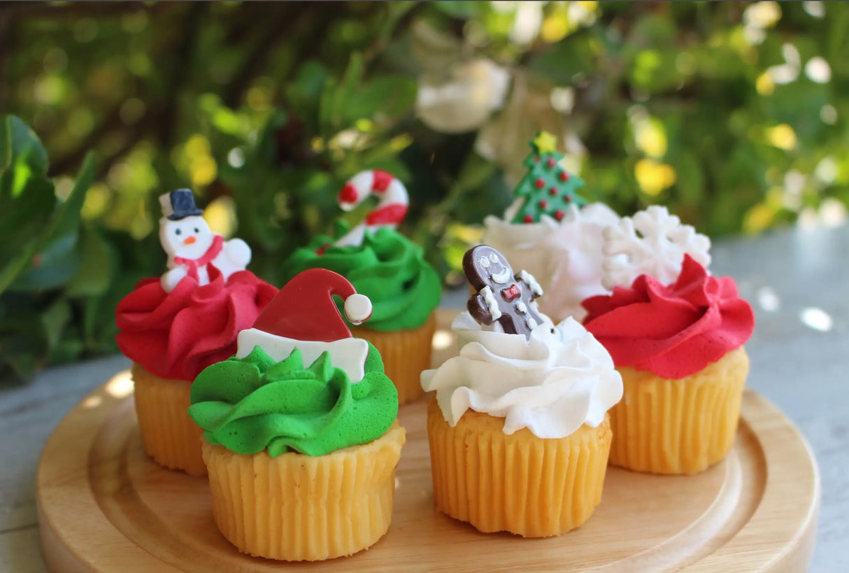 Fake Bake Mini Christmas Cupcakes – Set of 6 Decorative Holiday Replicas