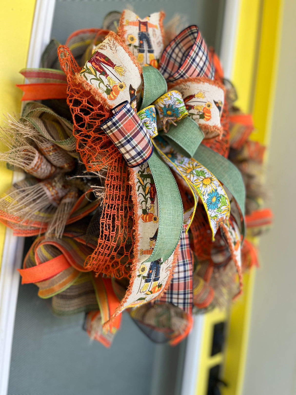 Harvest Scarecrow Bow Wreath
