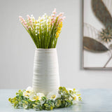 Ivory Glossed Vase – Crackled Ivory Ceramic with Subtle Ribbed Texture