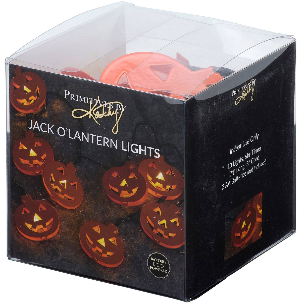Glowing Jack O’Lantern String Lights – 71" Wire (Set of 10)