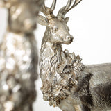 Champagne Deer Figurine Set – Elegant Resin Holiday Sculptures (Set of 2)