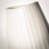 Textured White Ribbed Vase – Matte Ceramic Accent with Sculptural Detail