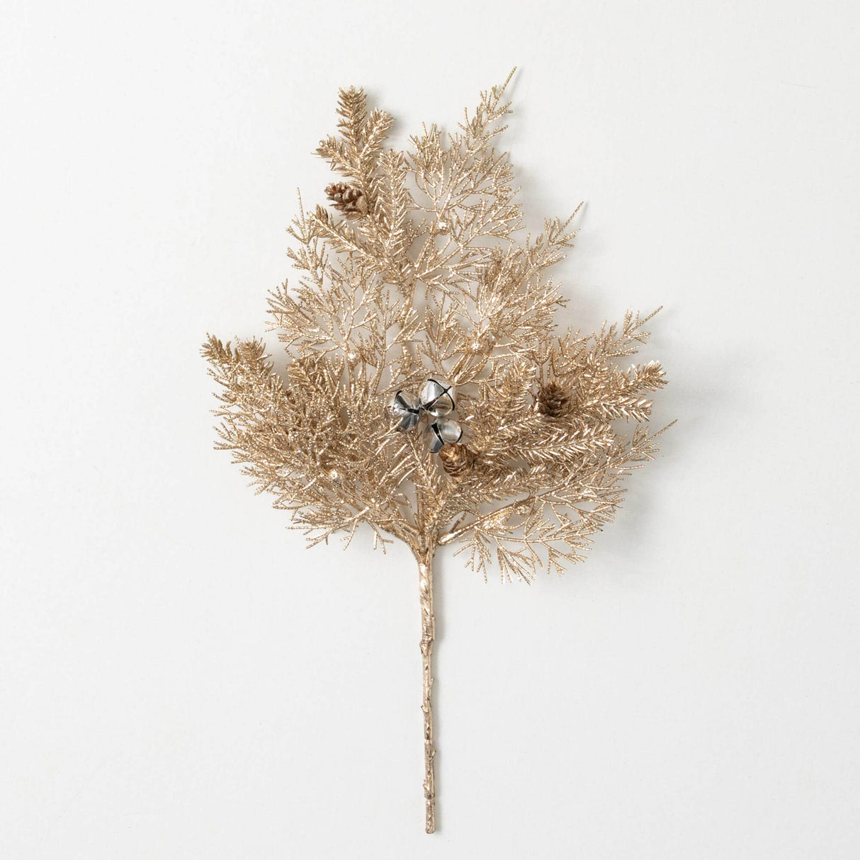 Cedar and Bell Pick – Petite Champagne, Platinum & Gold Stem with Silver Bells