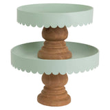 Scalloped Metal & Wood Decor Stands – Set of 2