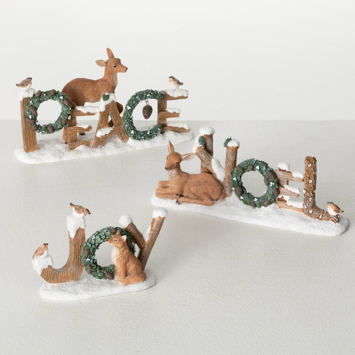 Woodland Christmas Text Animal Blocks – Peace, Joy, or Noel