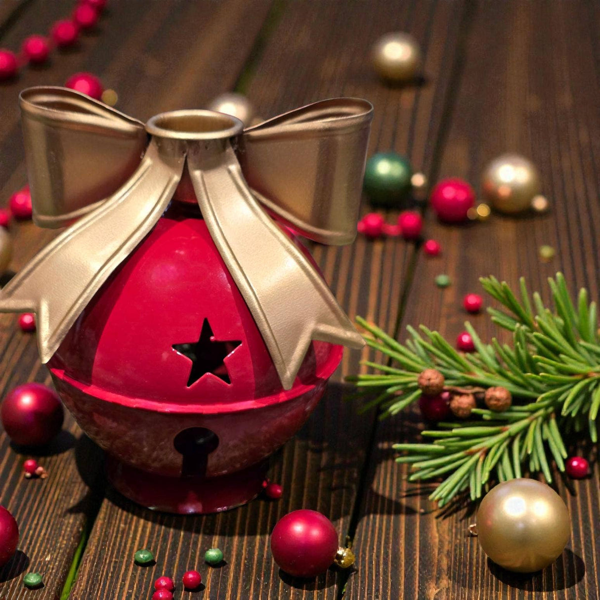 Jingle Bell Glow Taper Holder – 4 x 5.25"
