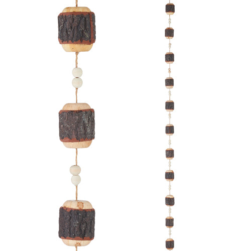 Carved Wood Bead Garland – 5'