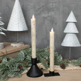 Holiday Gold Speckled Moving Flame Taper Candle Set