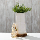 Ivory Glossed Vase – Crackled Ivory Ceramic with Subtle Ribbed Texture