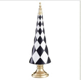 16" Black and White Cone Topiary Tree