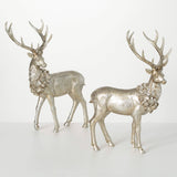 Champagne Deer Figurine Set – Elegant Resin Holiday Sculptures (Set of 2)