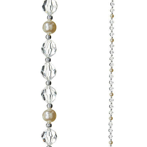 Winter’s Whisper Crystal & Pearl Garland – 6' Shimmering Crystals & Luminous Pearls
