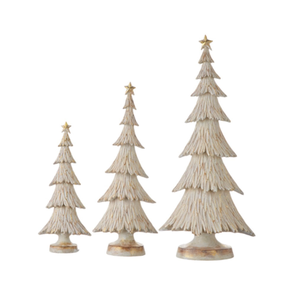 White Washed Tiered Trees – Set of 3