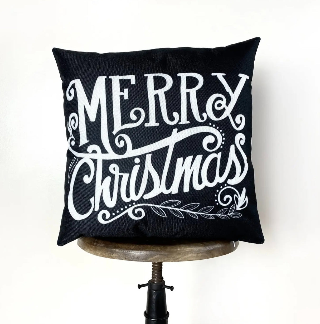 Script Merry Christmas Throw Pillow Cover – 12" x 12"