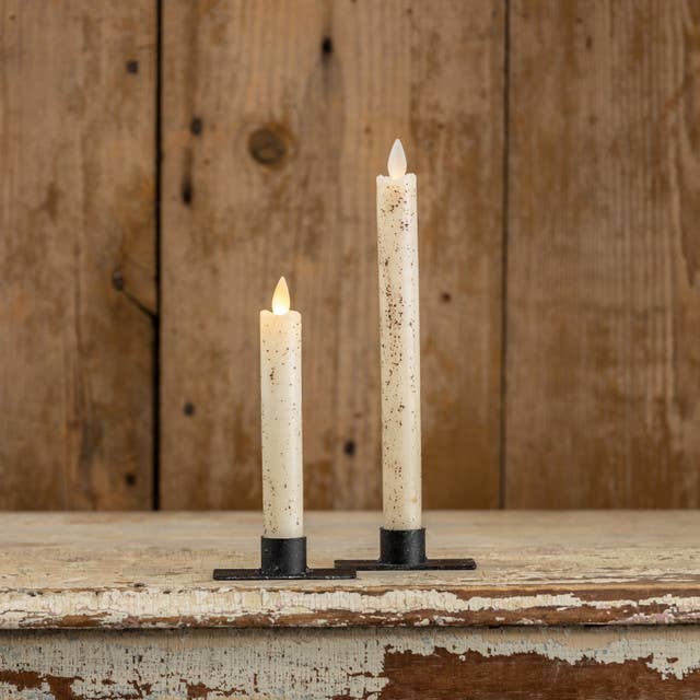 Holiday Gold Speckled Moving Flame Taper Candle Set