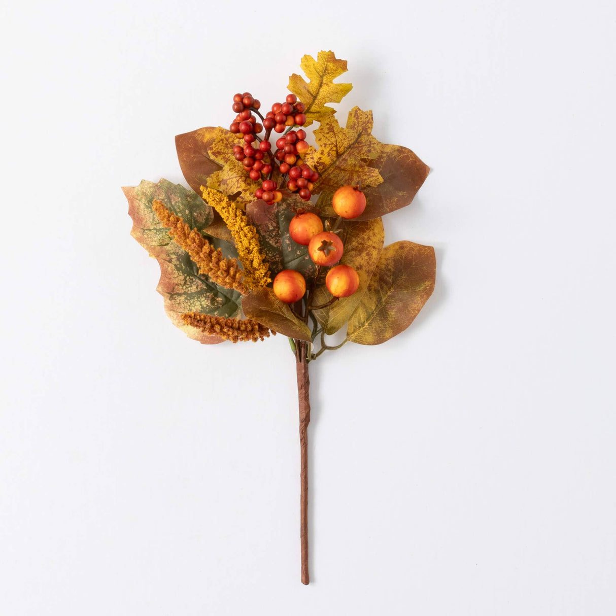 Fall Mixed Pick – Faux Autumn Stem with Multicolor Foliage (16″)