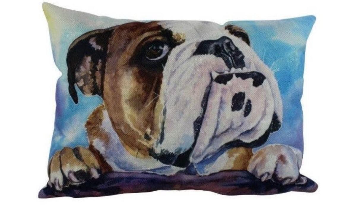 Watercolor English Bulldog Pillow Cover – 18x12